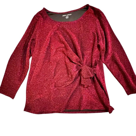 Jessica London women’s Sparkling Deep Red Bow Front Detail Size 14-16 - Picture 1 of 6